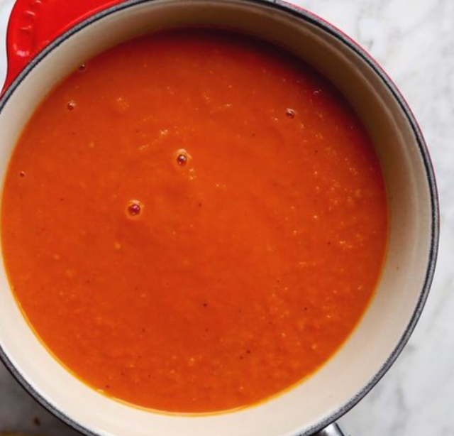 Seasonal Soup, Smoked Tomato.